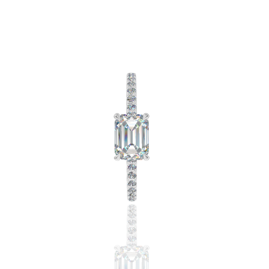 East West Emerald Moissanite Ring