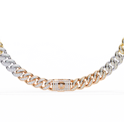 12mm Tri Tone Miami Cuban Diamond Necklace