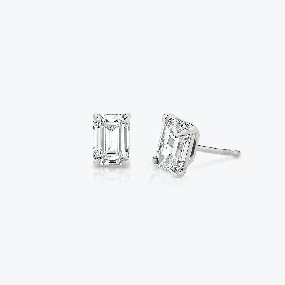 Emerald cut studs