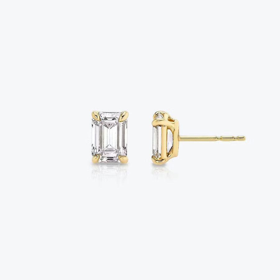 Emerald cut studs